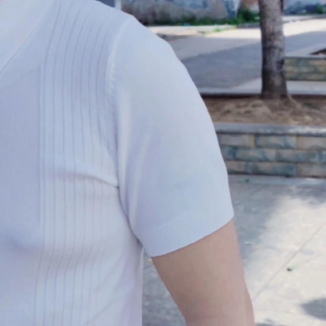 男士时尚休闲条纹韩版针织POLO衫修身夏季弹力商务轻奢透气超薄