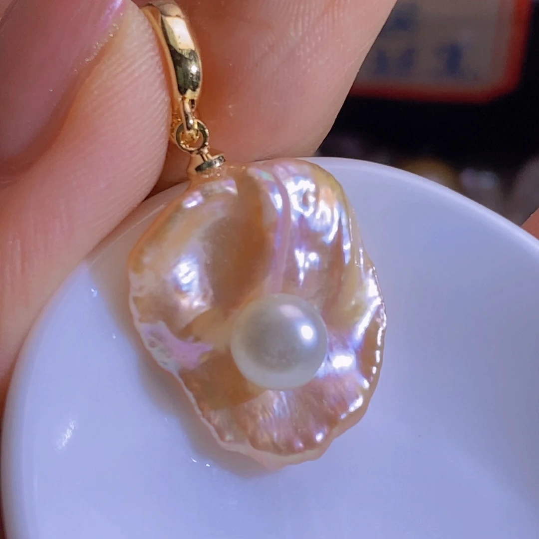 银S925镶嵌淡水珍珠天然淡水珍珠无染色无优化