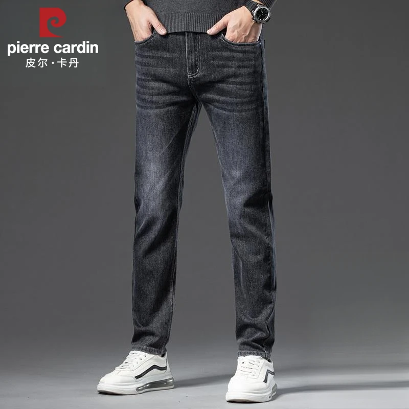 皮尔卡丹牛仔裤男士春秋新款宽松直筒商务通勤休闲复古百搭长裤男