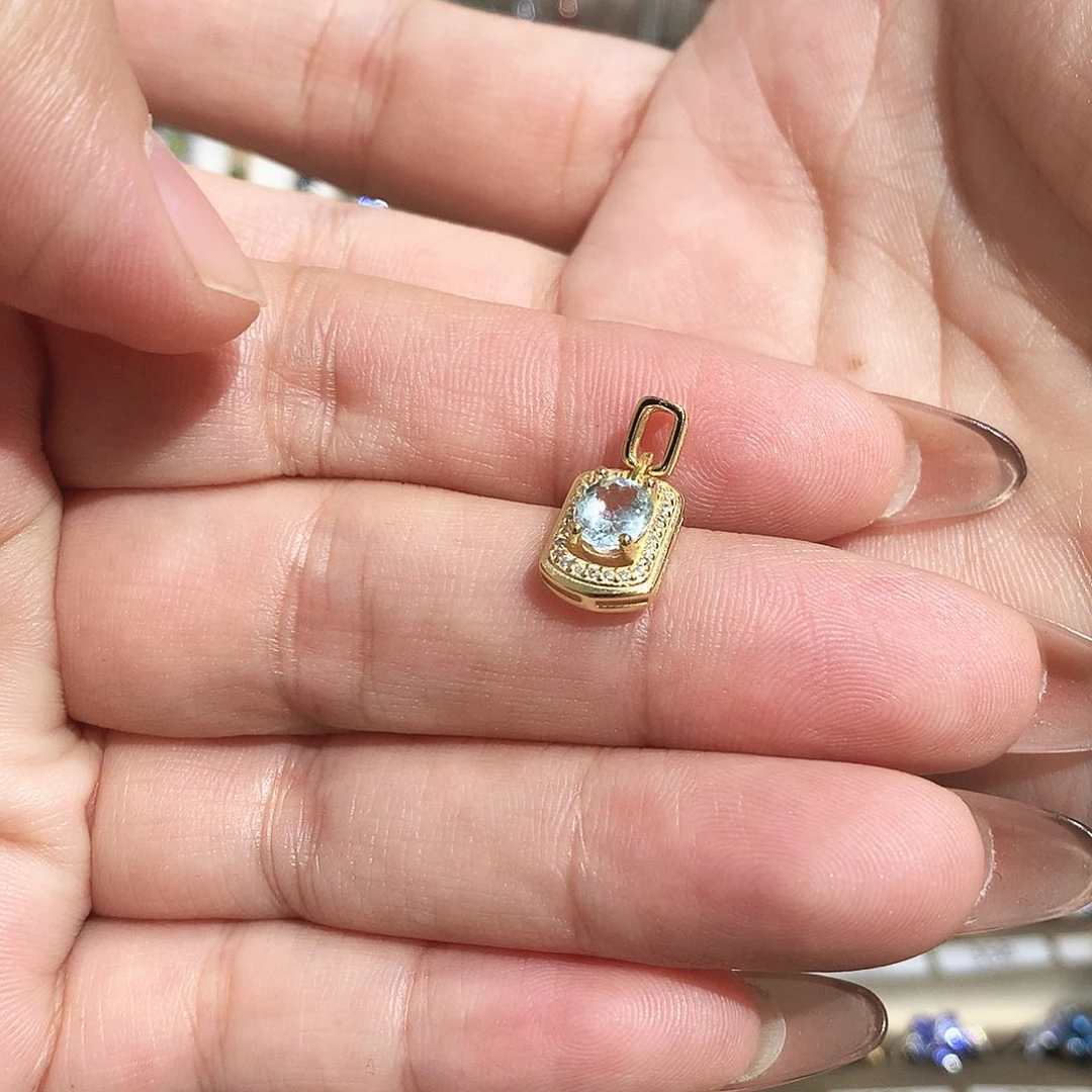 吊坠(不含链)海蓝宝石银S925镶嵌