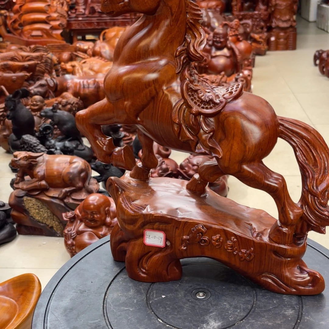 金***瑞木实木雕刻马摆件