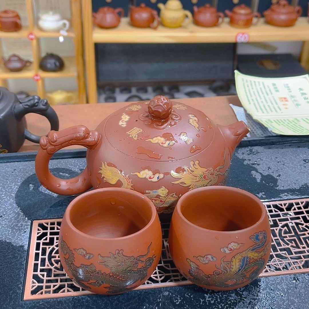 茶壶紫砂紫砂壶500cc4杯