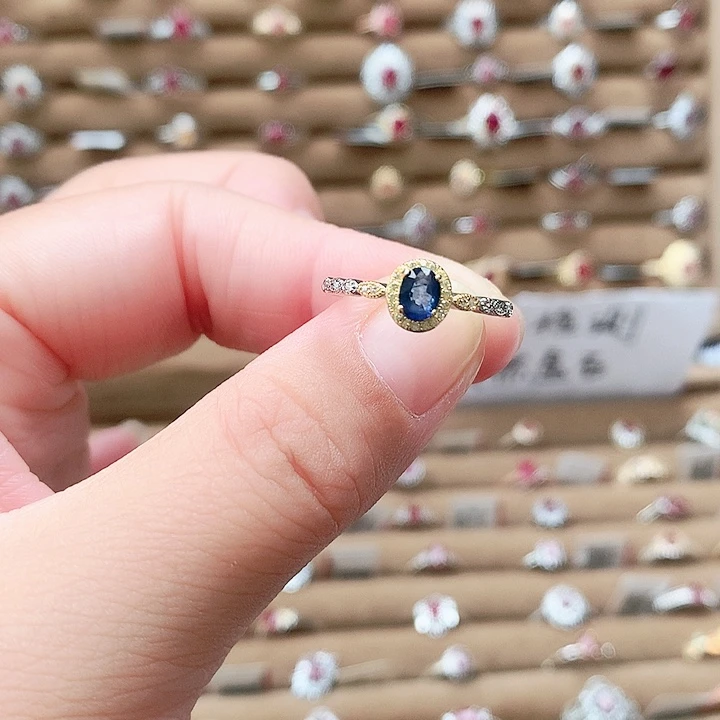蓝宝石银S925镶嵌戒指