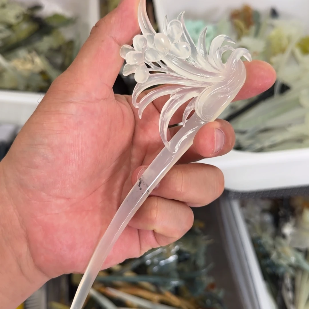 岫玉未镶嵌发饰明君玉簪就是好看