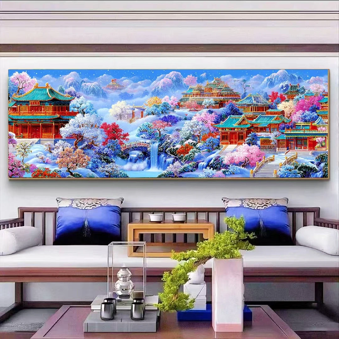 定制十字绣原创版权千山暮雪大格180*63没绣的f2612