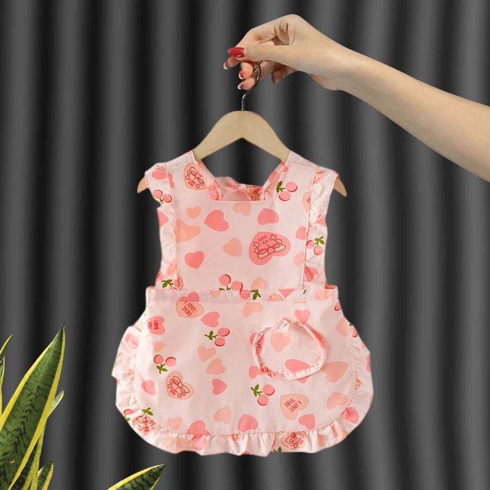 纯棉宝宝罩衣围裙吃饭围兜女防水防脏夏季薄款无袖婴儿反穿衣