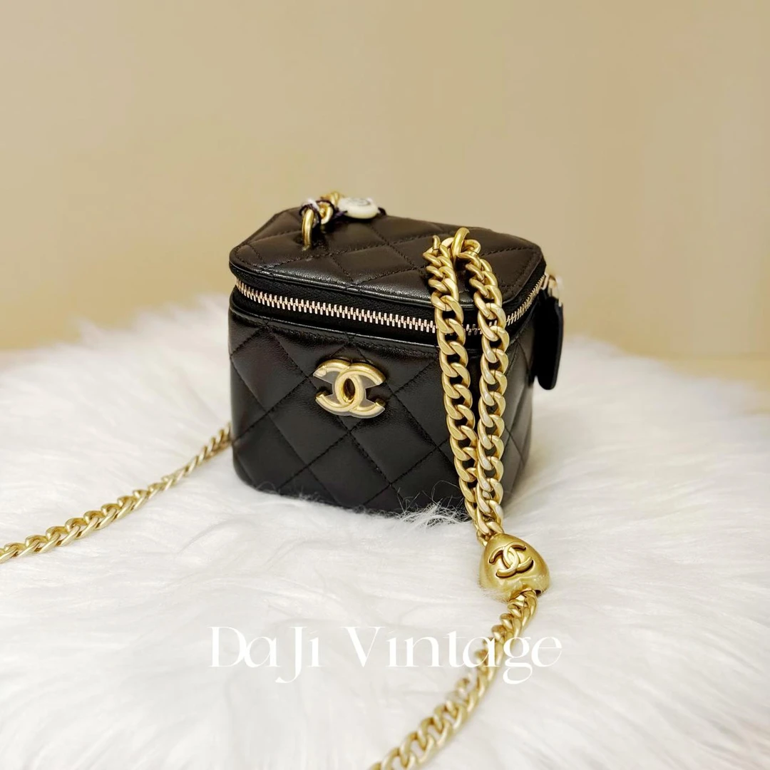 大吉中古/Chanel香奈儿25C黑金爱心金球小盒子斜挎包