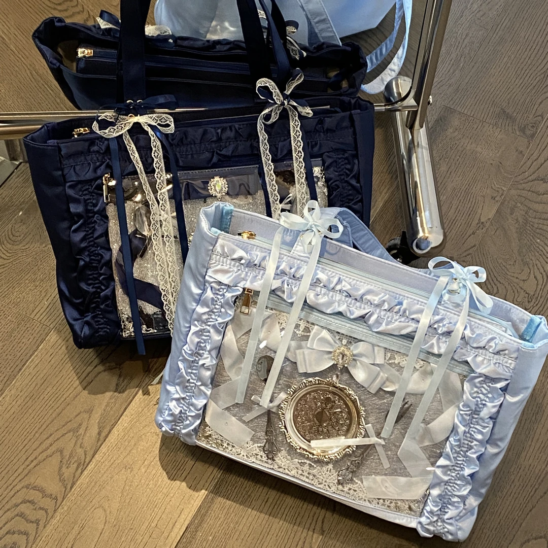 钱一波原创设计痛包lolita女托特芭蕾缎带大容量单肩包