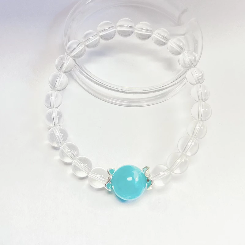 非金属合成锆石手链 黄胶花薰衣草紫彩色多宝水晶单圈设计款手串