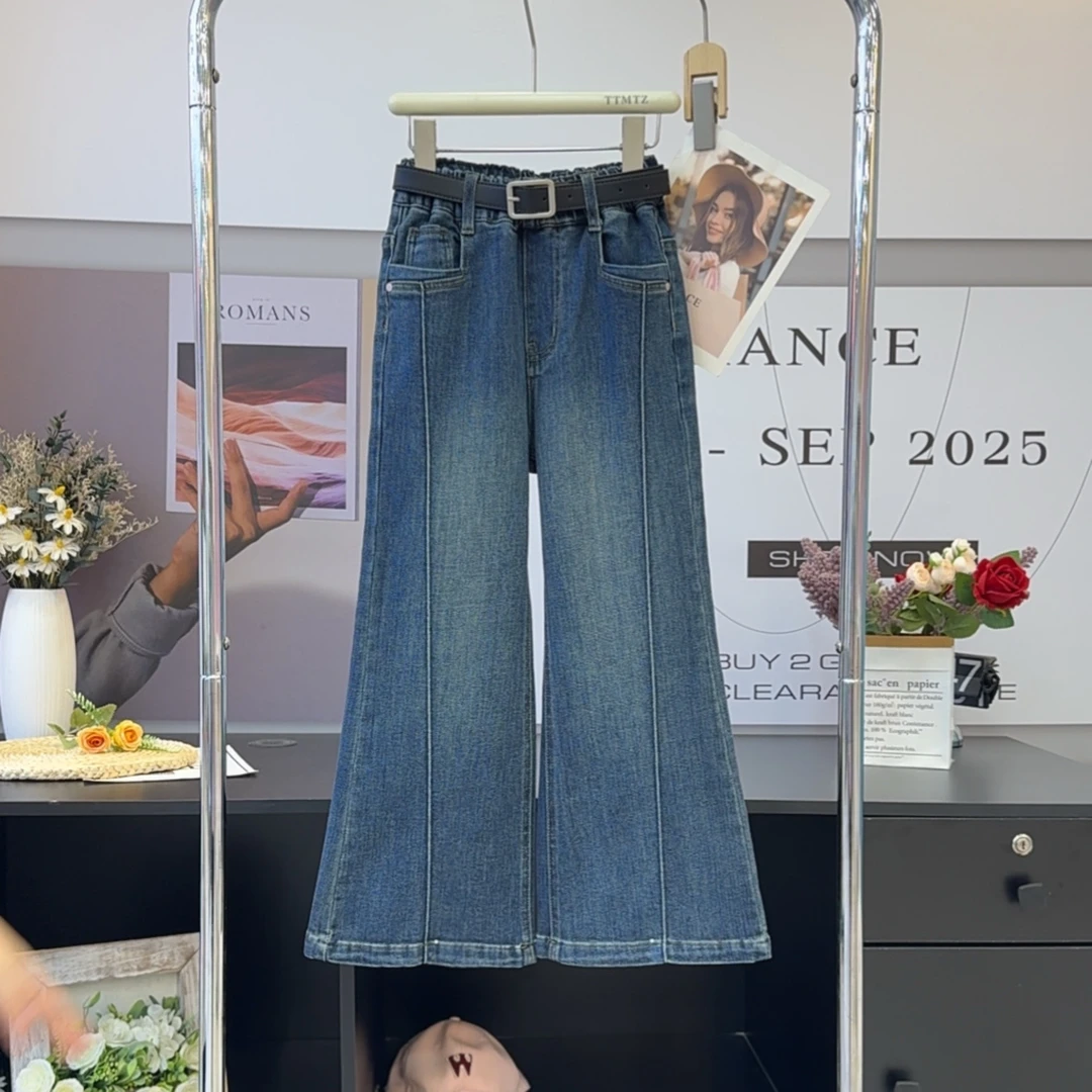 【实体品质.弹力牛仔】女童牛仔裤2025韩版显瘦百搭高腰微喇裤2839