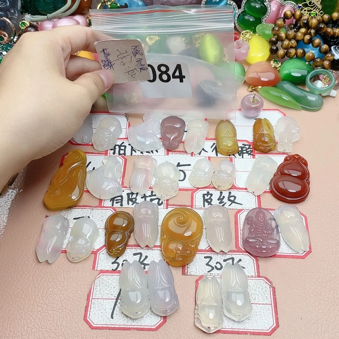 合金颈饰玛瑙/玉髓腊*子