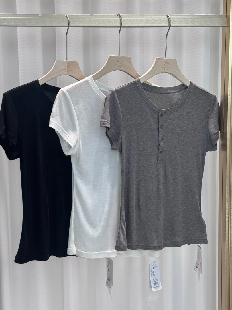 夏季短袖T恤女修身上衣2025新款爆款洋气设计感T恤冰感小衫显瘦