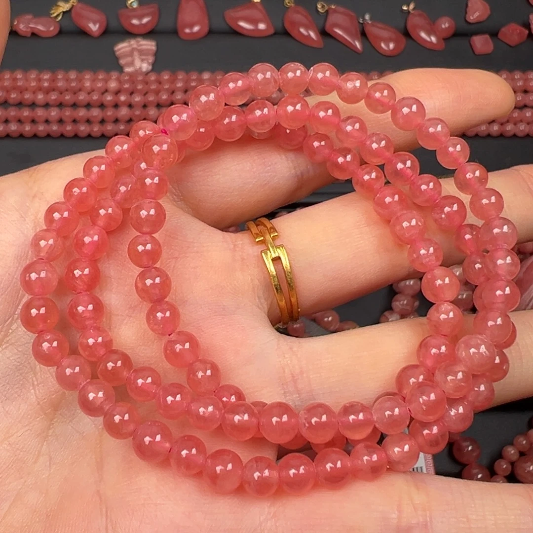 菱锰矿（红纹石）未镶嵌手绳