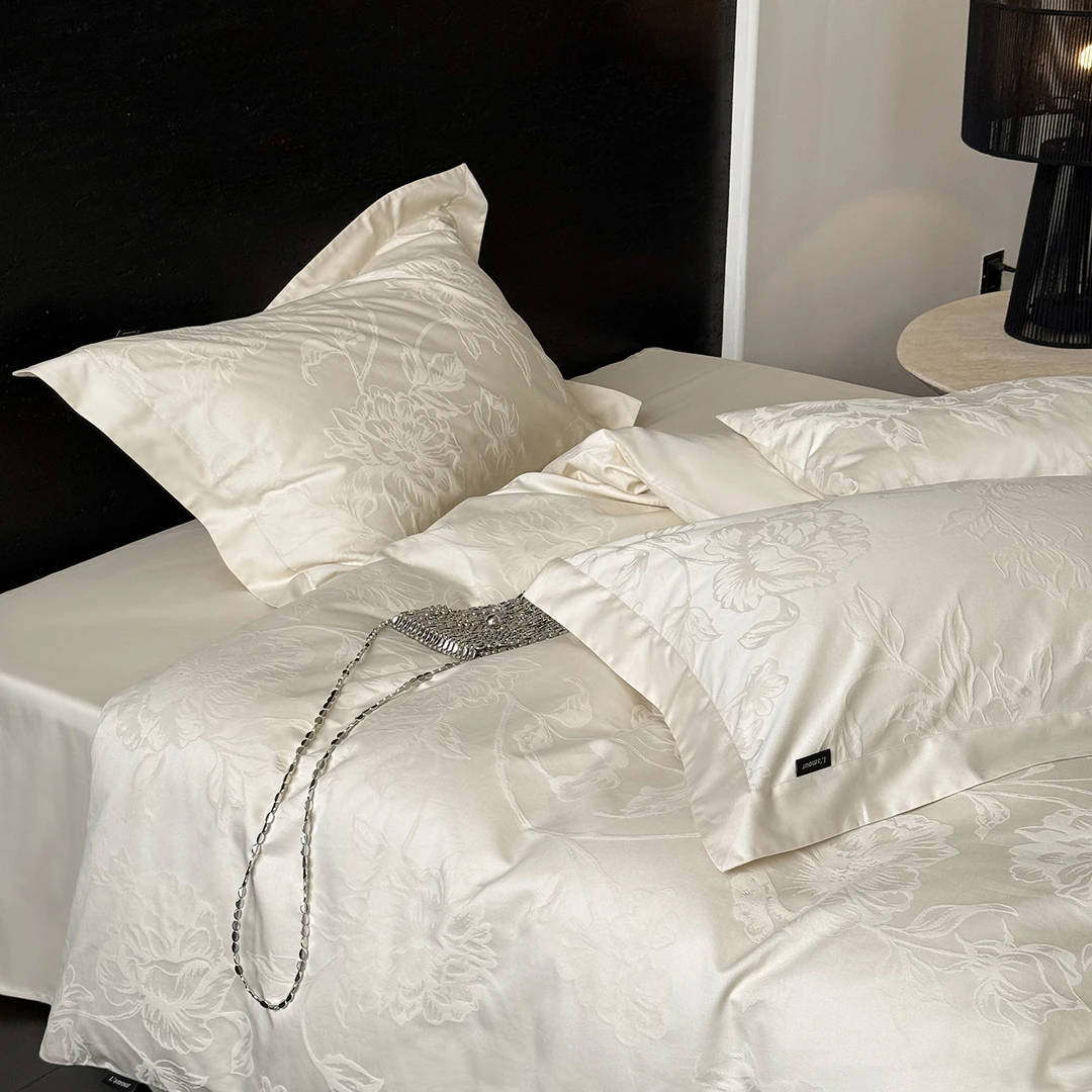 100S长绒棉提花加厚纯棉四件套100%全棉高档适合裸睡被套床单床品