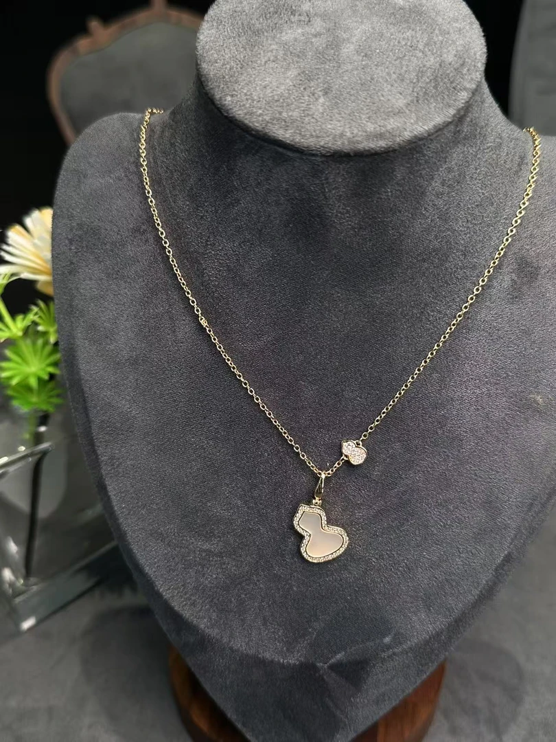 铜合金珐琅项链 镶钻红葫芦玫瑰金 项链女 简约锁骨时尚轻奢小众