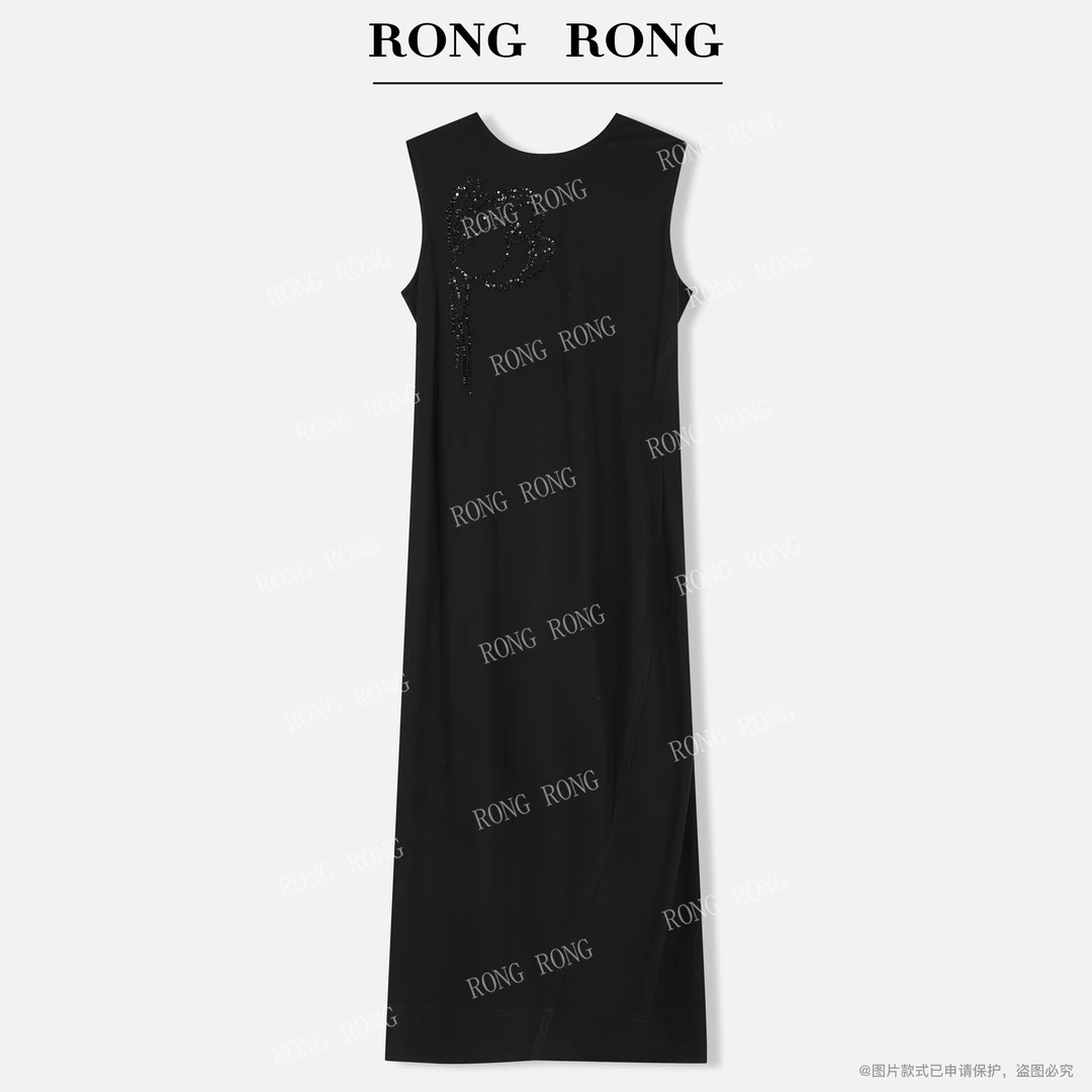 溶溶【星光赫本】RONGRONG 圆领亮片刺绣高定无袖连衣裙NARA-WOP140