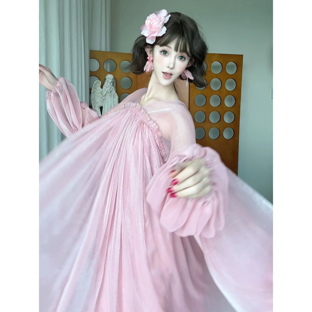 【软软糯专属】（梦幻秘境） 宽松腰A字裙挂脖式高腰连衣裙法式