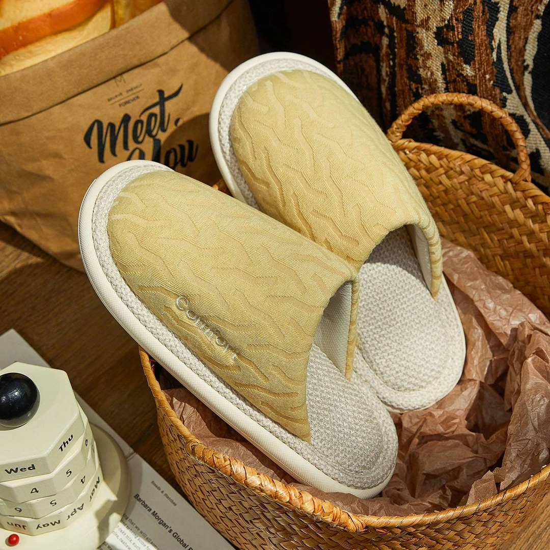 【芳芳好物】蚂蚁之恋 冬款新款简约波浪情侣款男女居家棉拖鞋保暖