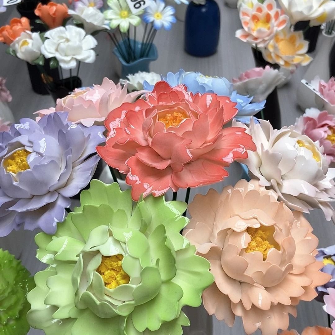 手工制作陶瓷花7朵