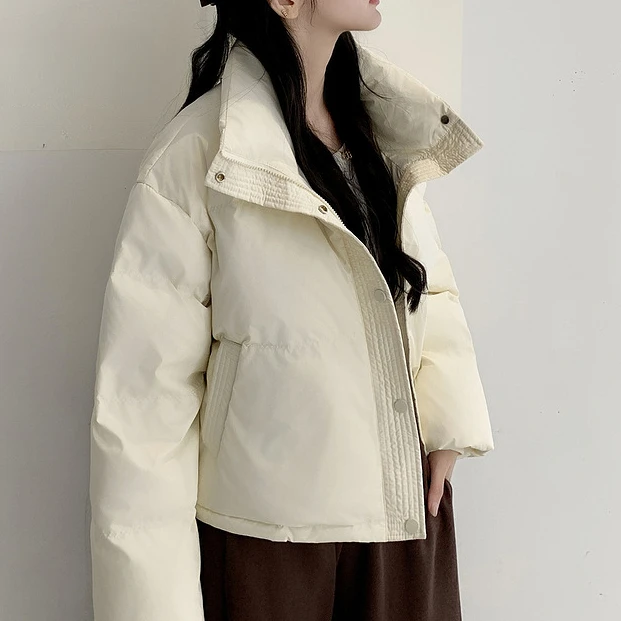 免洗棉服女短款2025新款冬季加厚宽松面包服时尚棉衣棉袄外套百搭