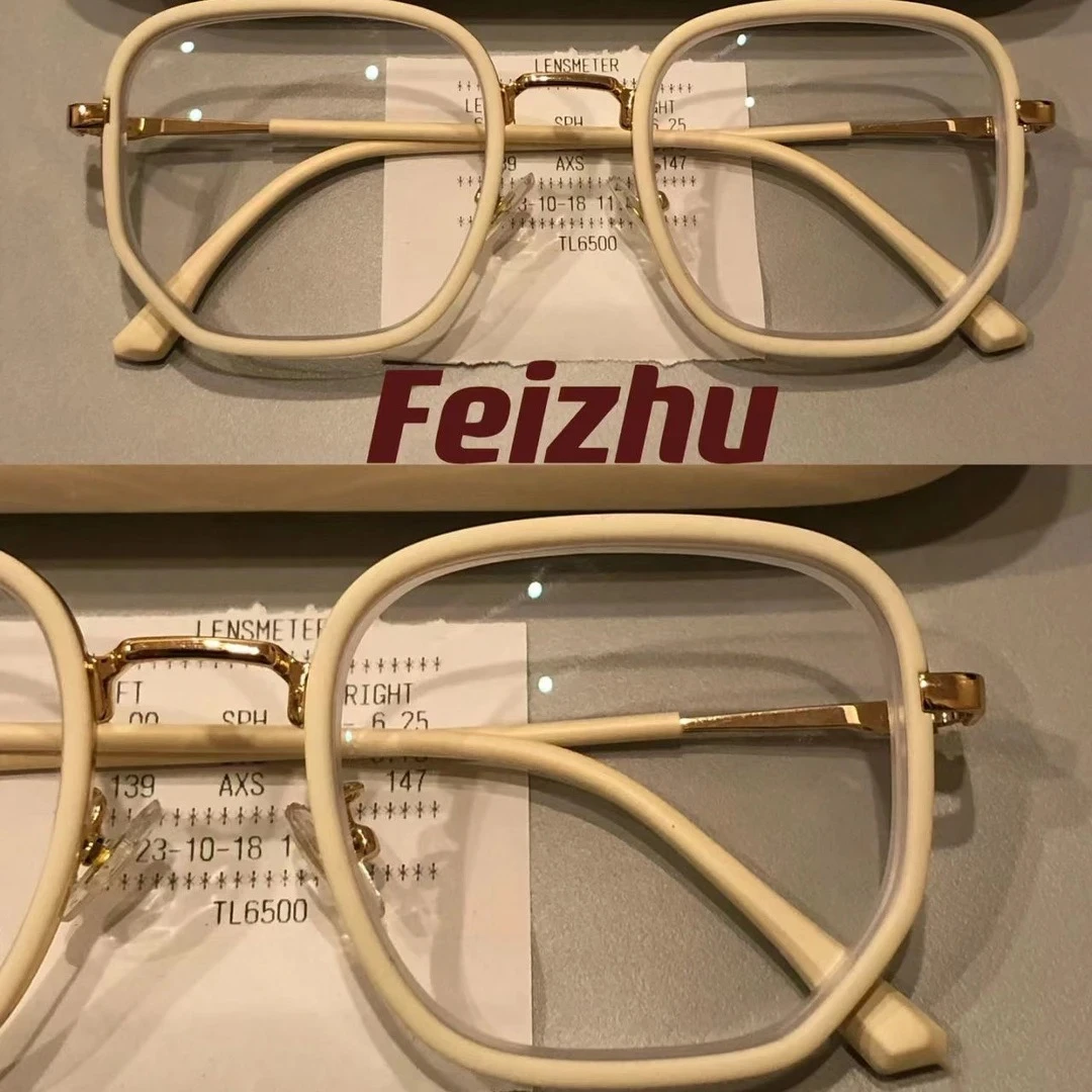 小红书同款大框显瘦学生素颜神器奶白色可配近视有度数眼镜男女