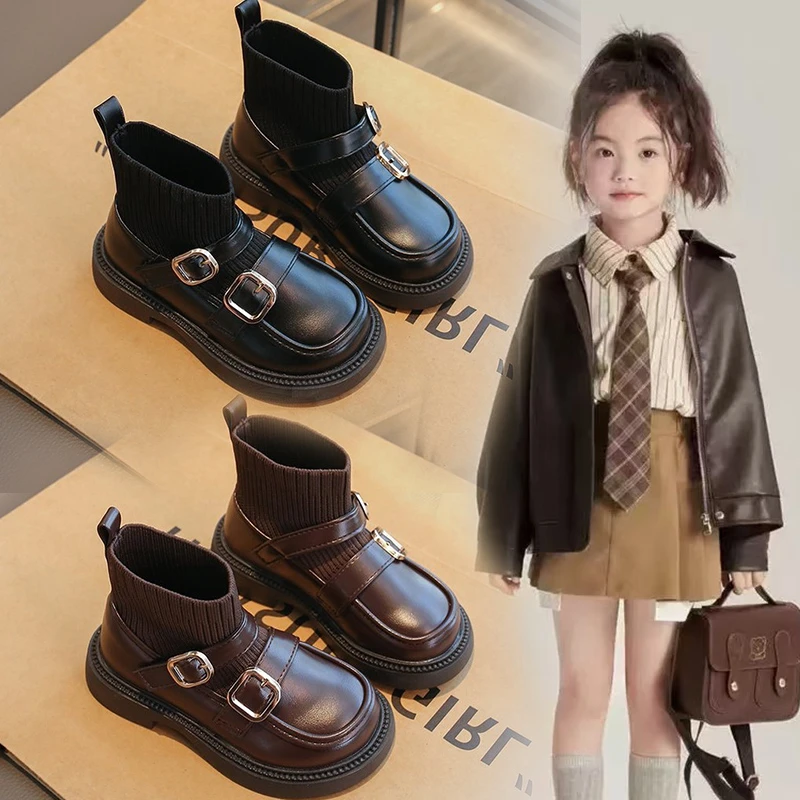 女童靴子2025秋冬季新款小香风皮靴儿童短靴洋气学生袜子靴