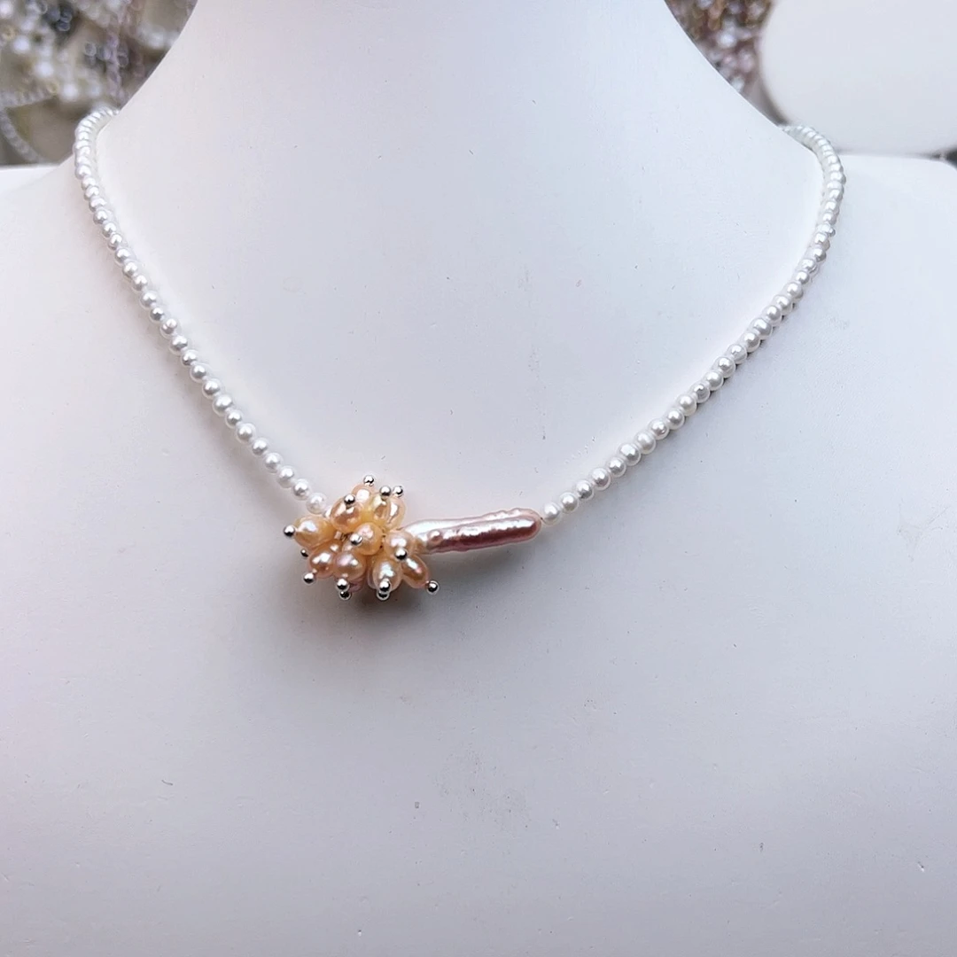 淡水珍珠颈饰银S925镶嵌