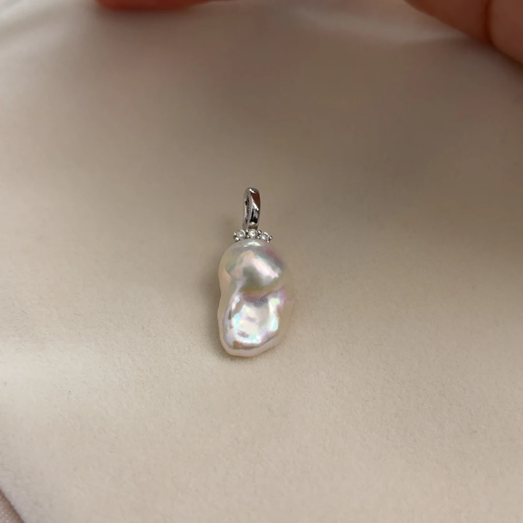 吊坠(不含链)银S925镶嵌淡水珍珠
