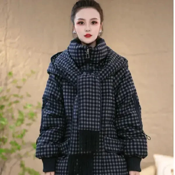 2025冬季围巾连帽通勤百搭经典时尚保暖棉服M-XL