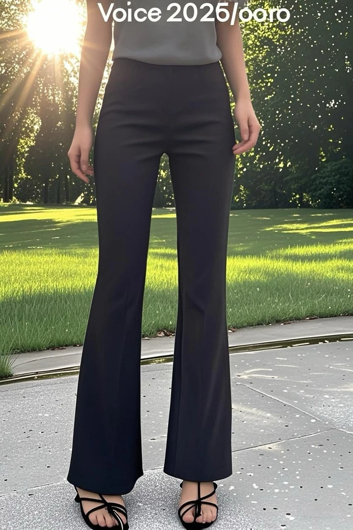 「南油精选」南油夏季薄款超模显瘦高腰直筒微喇百搭外穿休闲喇叭裤