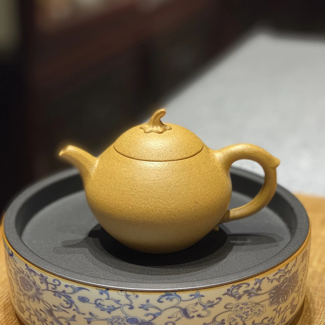 宜兴紫砂壶精工小茄瓜壶原矿黄金段泥100cc手工国潮中国风茶壶