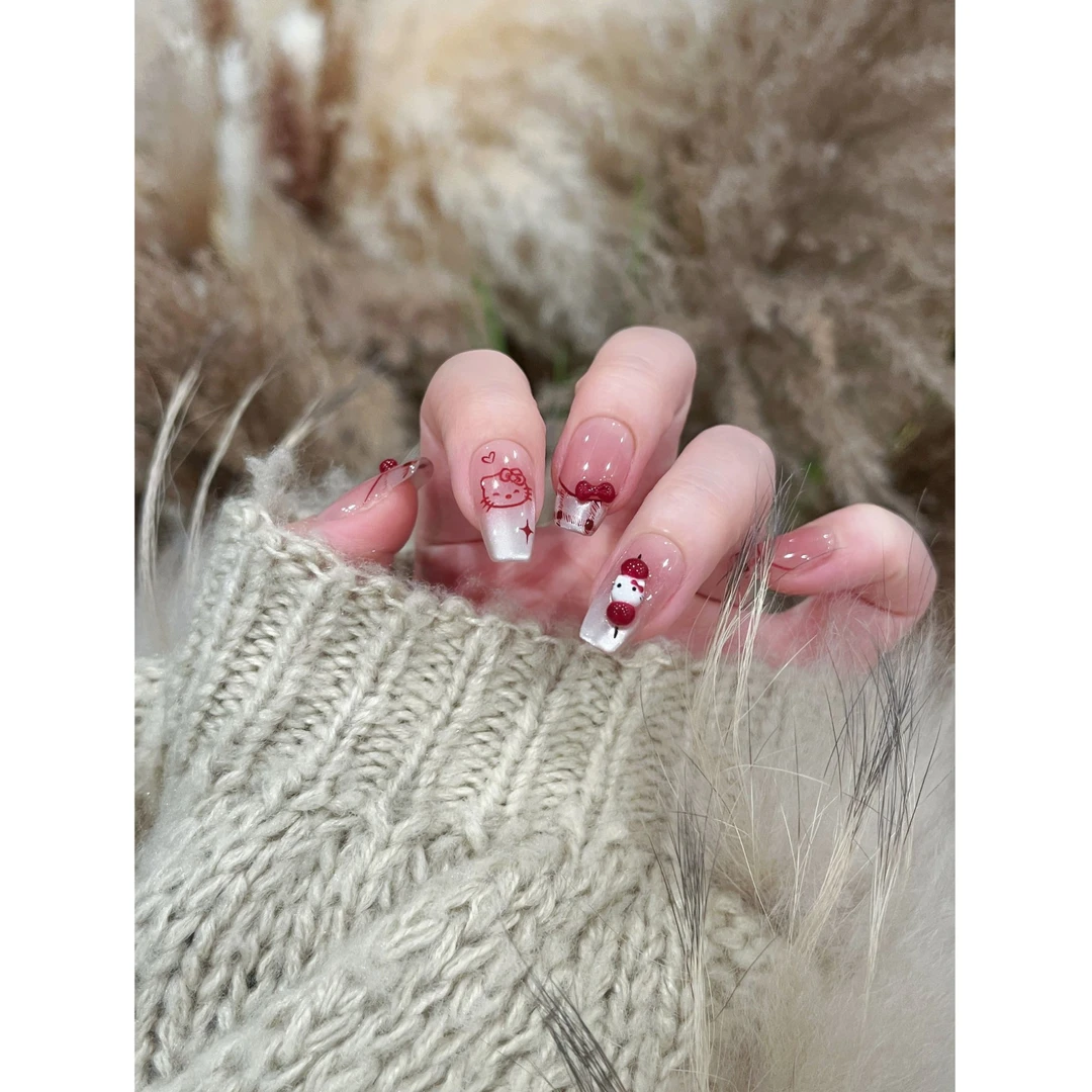 茉哉W【冰糖凯蒂】纯手工定制美甲拆卸穿戴甲A5344