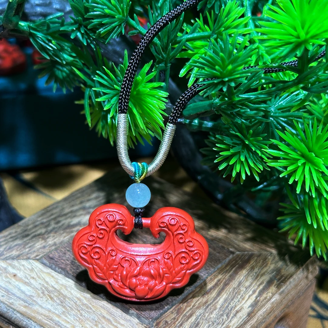 【正品保真】辰砂莲花锁吊坠