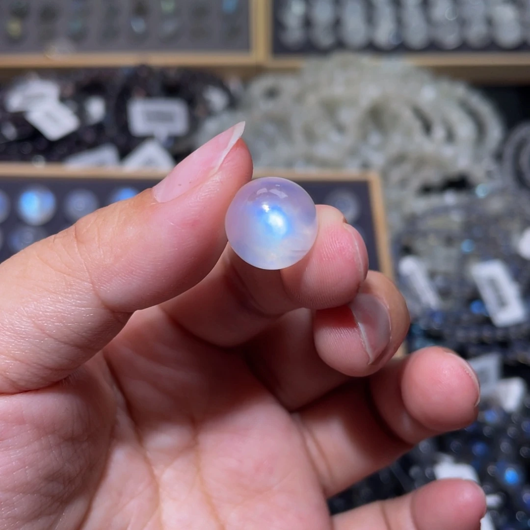 月光石裸石未镶嵌北*蓝月光单珠12.8mm