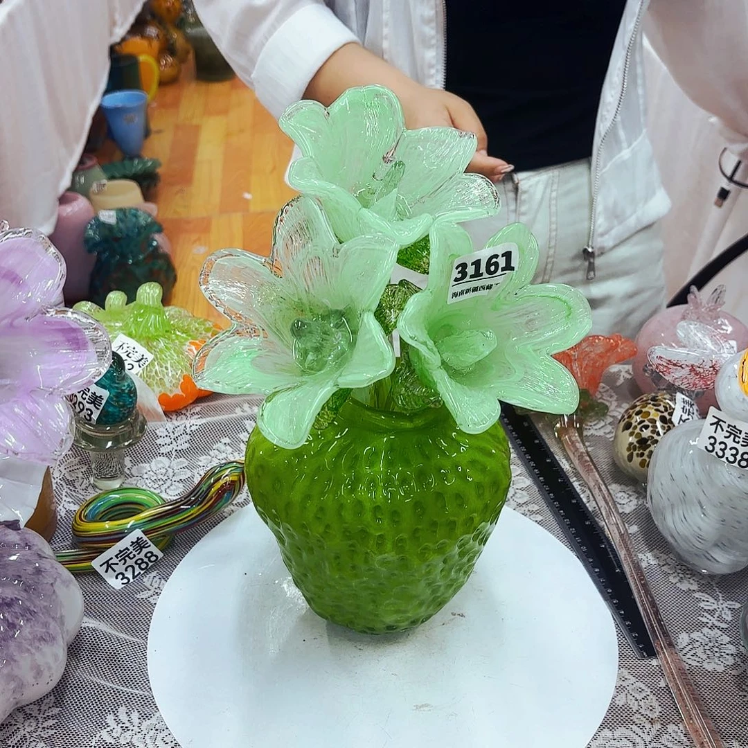 琉璃花瓶摆件艺术3花1瓶