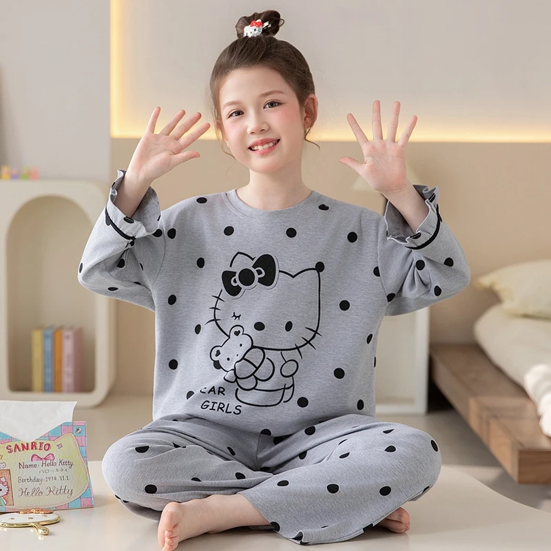 儿童睡衣春秋夏季女童薄款纯棉长袖中大童洋气女孩宝宝家居服套装