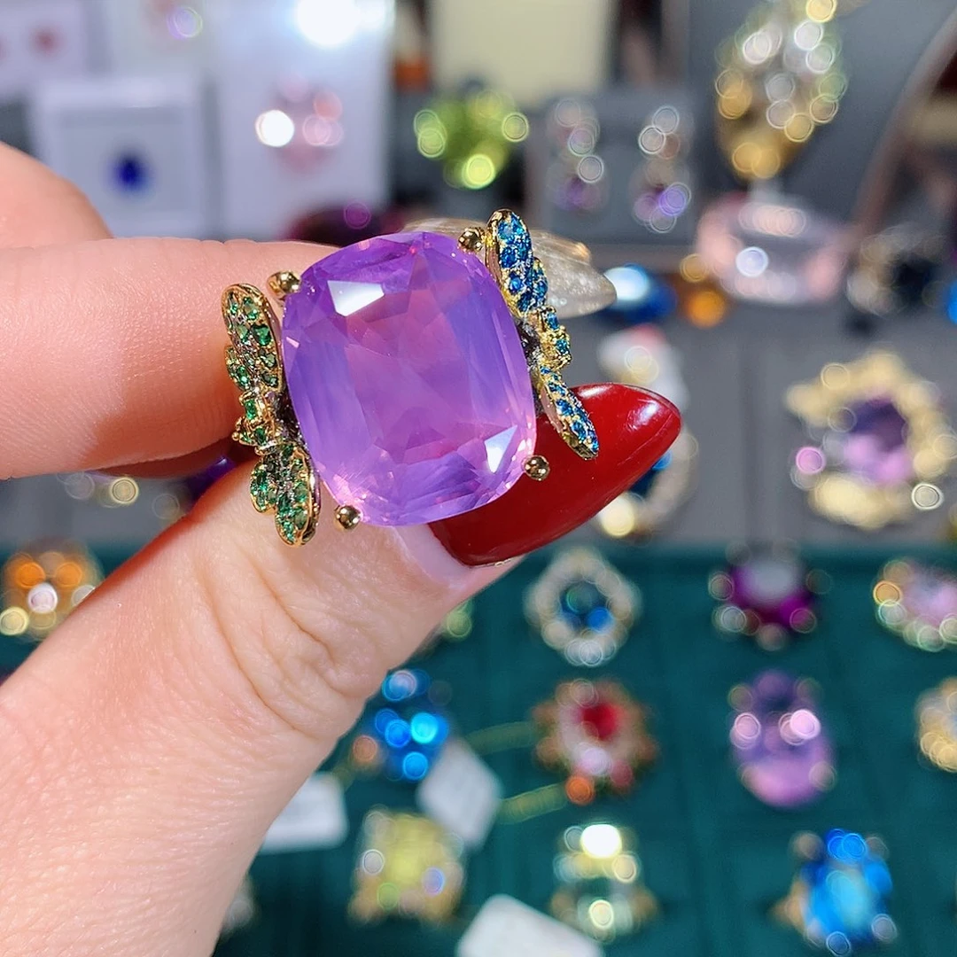 水晶戒指银S925镶嵌戒指