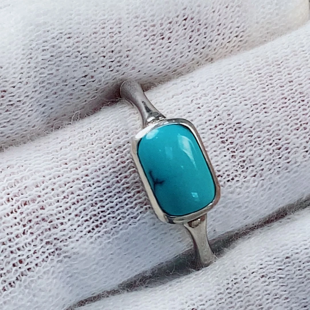 绿松石银S925镶嵌原矿无优化