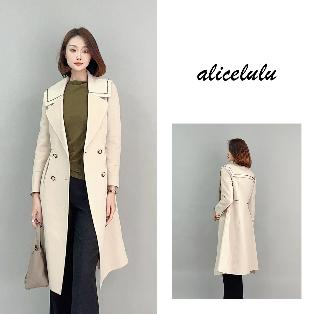 ALICE 澳洲之旅毛呢大衣 海军领 高支羊毛 S2141908Kr