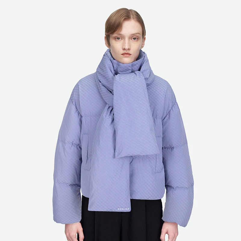 HERLIAN 秋冬新品小众设计感短款女士围脖logo面包服 外套
