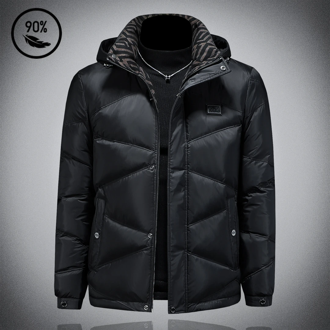 可拆卸连帽羽绒服男款青年潮流高级感冬季外套加厚防风保暖羽绒衣