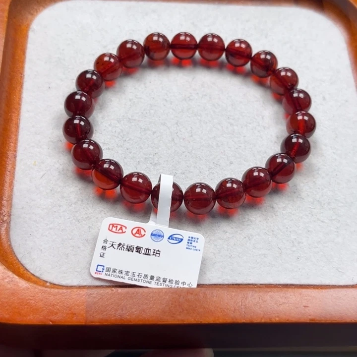 未镶嵌琥珀珠宝奇石M227号8+血珀单圈