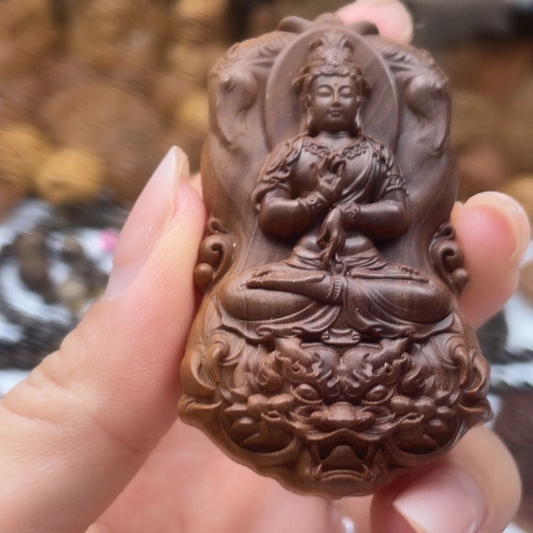 无事牌檀香木玉龙观音牌