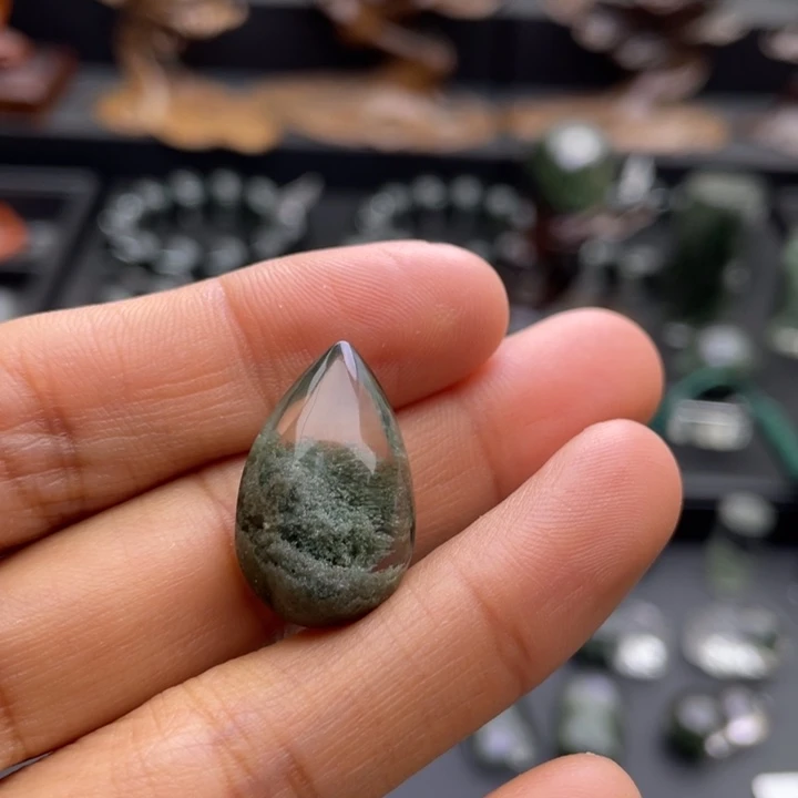 颈饰未镶嵌水晶绿幽灵聚宝盆水滴定制