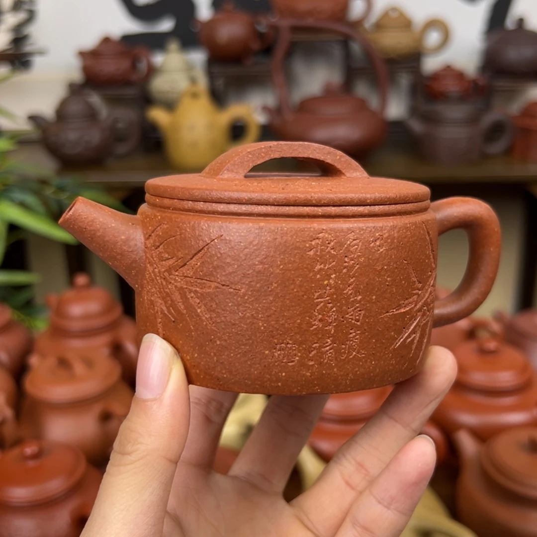 茶壶紫砂紫砂壶一片瓦黄降坡150cc全