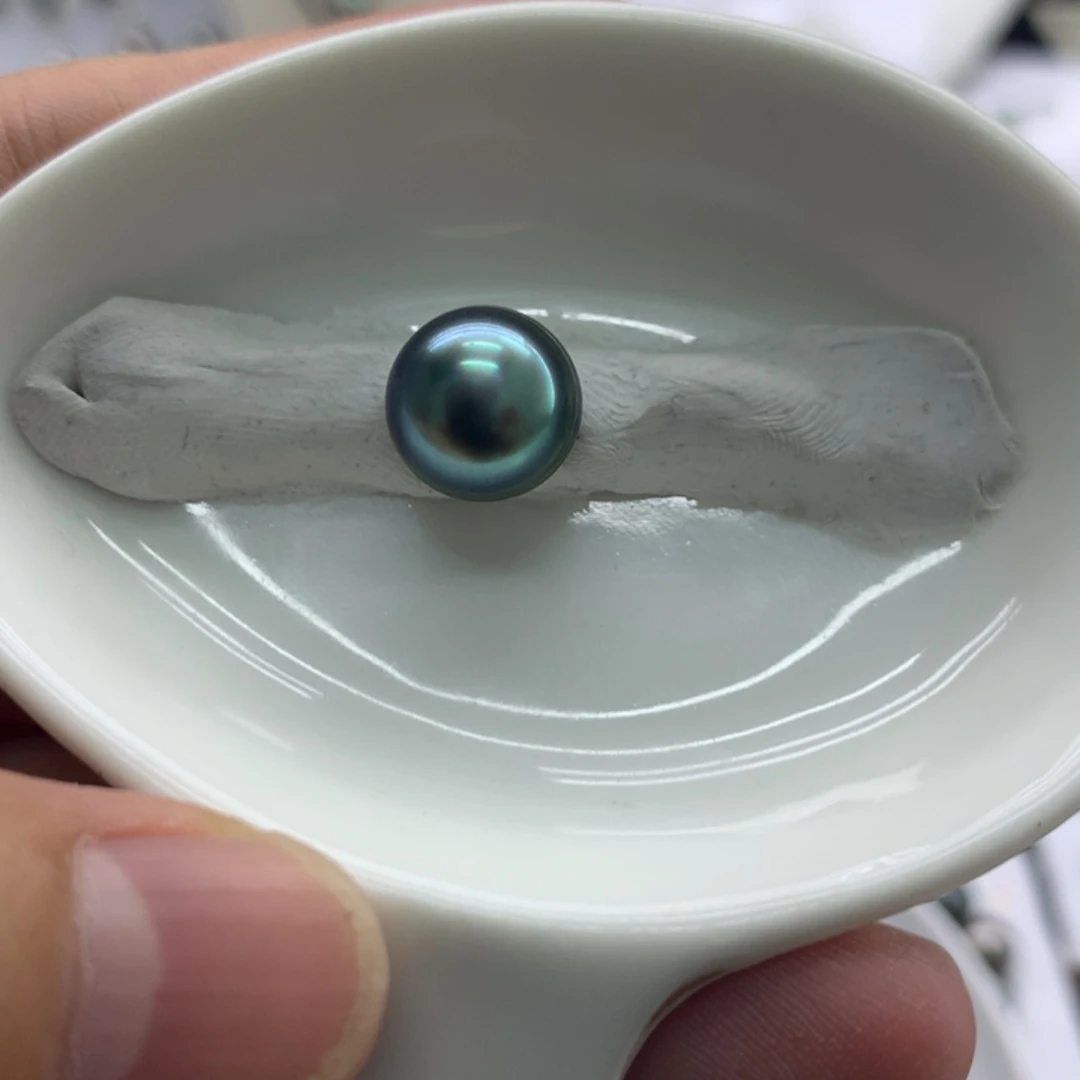 海水珍珠裸珠11孔雀蓝巴洛克面珠 安安