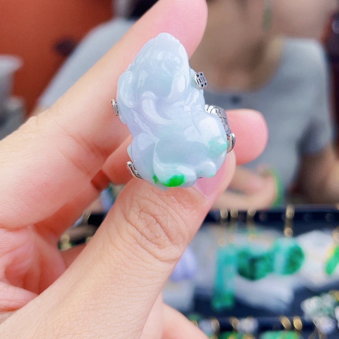 翡翠银S925镶嵌耳饰饰品