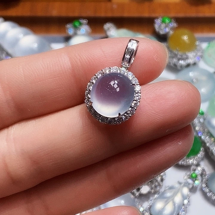 吊坠(不含链)18K金镶嵌翡翠