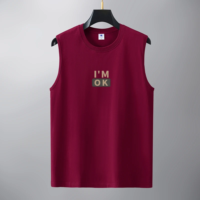 男士背心打底夏季无袖T恤纯棉青年大码宽松运动100%纯棉背心男士