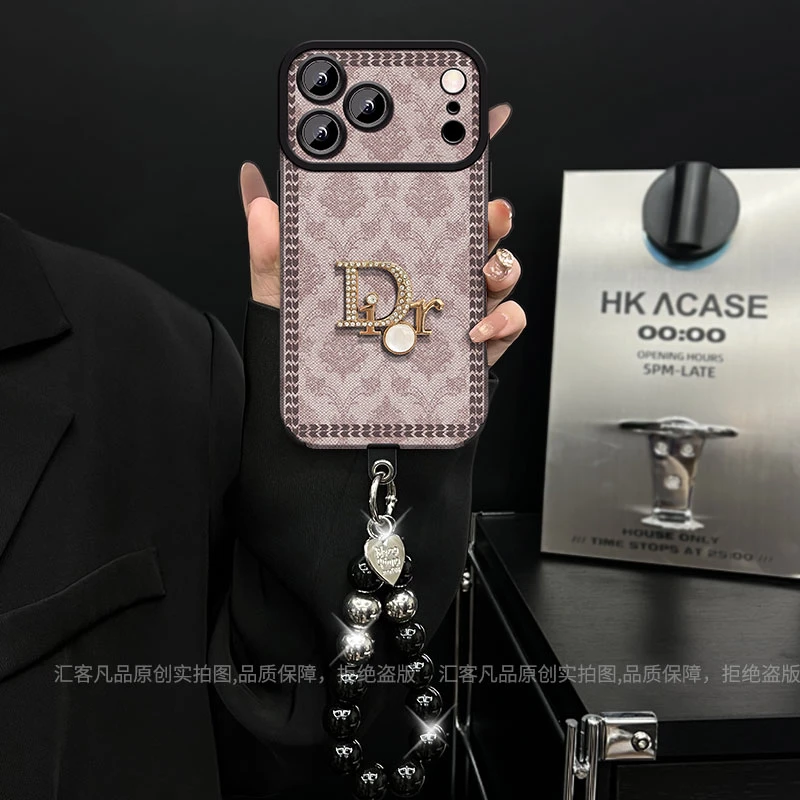 适用【苹果/oppo/华为/vivo/小米】大视窗羊皮D标网红防摔手机壳女